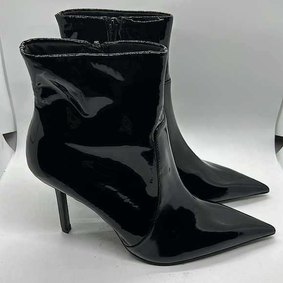 Zara NWT Shiny Black Stiletto Heel Ankle Booties Boots Shoes **Sz 40/US 9**🔥🔥 - Picture 3 of 9
